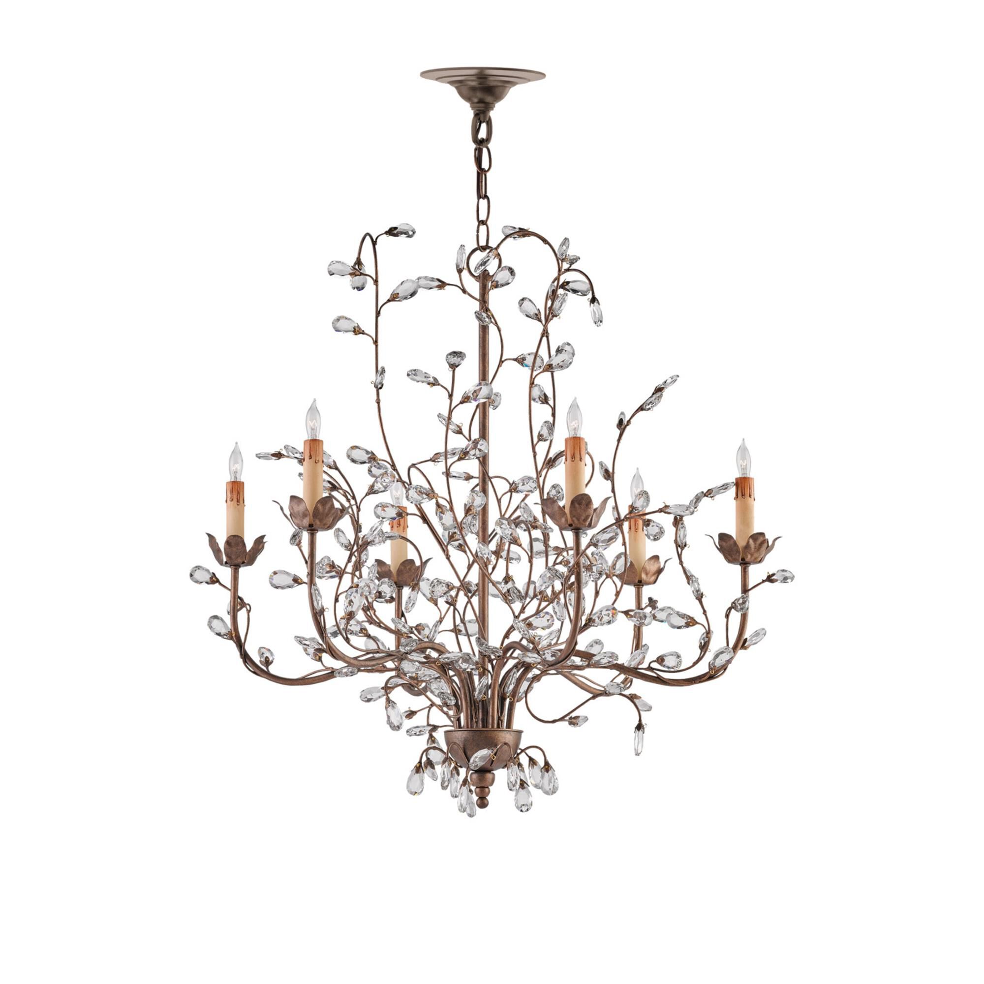 Crystal Bud 28 Inch 6 Light Chandelier,